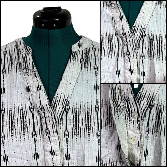 Cynthia Rowley Woman Boho Sleeveless Blouse Top Plus Size 1X White Black Brown - Picture 3 of 11